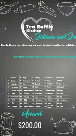 Kitchen Raffle Kitchen Raffle Tea Chalkboard Blackboard - Bridal Shower | Convitede