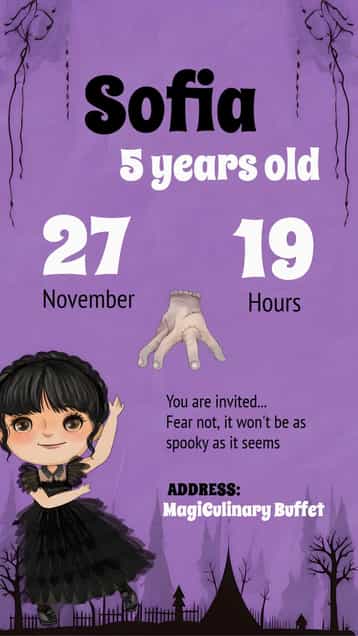 Invitation Wandinha Addams Suspense – Most searched for theme suspense, gothic, dark, modern, themed, fun