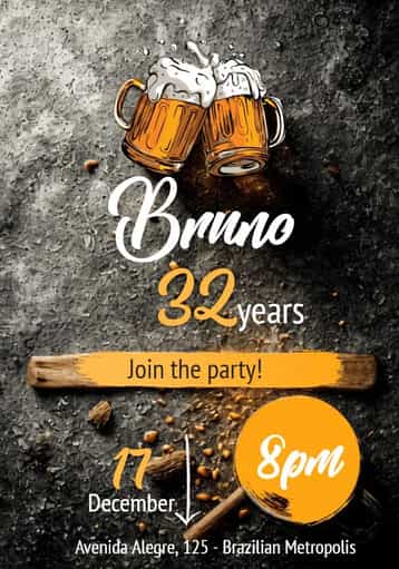 Invitation Bar Pub – Birthday theme vibrant, laid-back, colorful, modern, youthful, pub-style