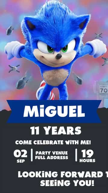 Invitation Kids' Sonic – Most searched for theme blue, game-themed, modern, funny, childish, Sonic illustrations