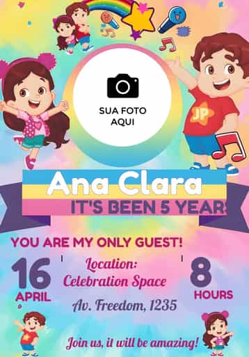 Invitation Maria Clara And Jp With Photo – Most searched for theme colorful, childish, fun, modern, photographic