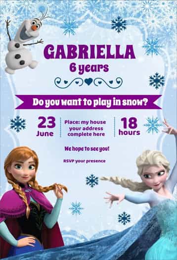 Invitation Frozen Snow – Most searched for theme blue, purple, lilac, snow, ice, Frozen theme