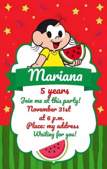 Invitation Magali Yellow – Most searched for theme colorful, fun-filled, childish, tropical, illustrations, festive