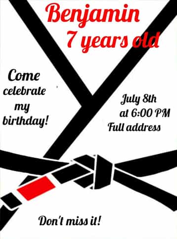 Invitation Red Jiu Jitsu – Most searched for theme red and black, modern, dynamic, sporty, vibrant