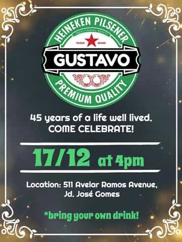 Invitation Heineken Man – Birthday theme green, gray, white, chalkboard, pub, modern