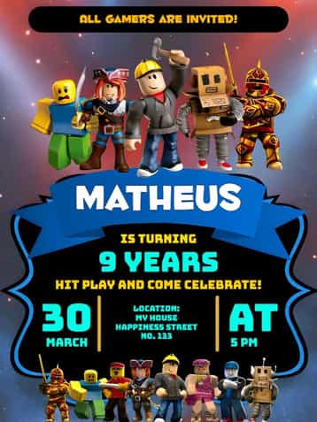 Invitation Black Roblox – Most searched for theme modern, gamer, black and green, fun, digital, interactive