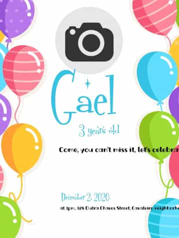 Invitation Digital Balloons – Kids' Birthday Party theme colorful, fun-filled, lively, childish, festive
