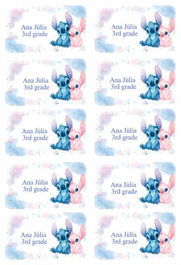 Invitation Angel and Stitch School Label – Most searched for theme colorful, fun, Disney-themed, childish, modern