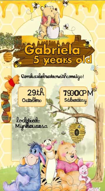Invitation Winnie the Pooh – Kids' Birthday Party theme colorful, playful, fun, childlike, themed, animals