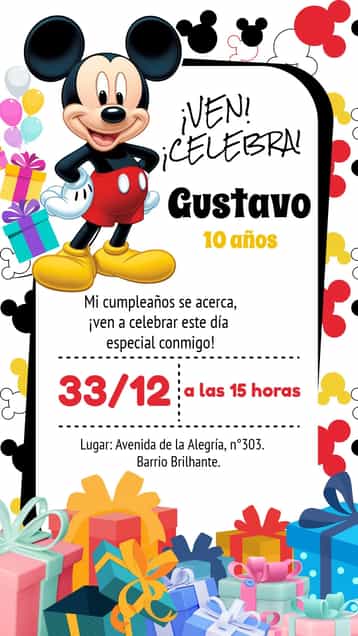 Invitación Mickey Mouse Colorido – tema Más buscados colorido, divertido, infantil, Disney, festivo