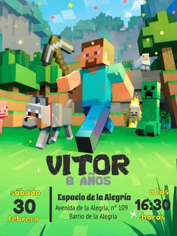 Invitación Minecraft Bolitas – tema Más buscados Minecraft, colorido, divertido, juegos, infantil, temático