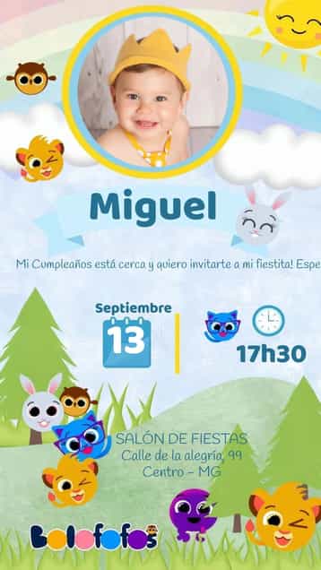 Invitación Bolofofos – tema Más buscados colorido, divertido, lúdico, infantil, brincalhão, moderno
