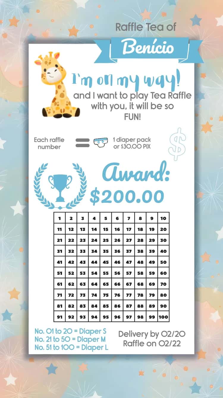 Teacup Raffle Digital Invitation Tea Raffle Giraffe Lilac - Personalize Now! | Convitede