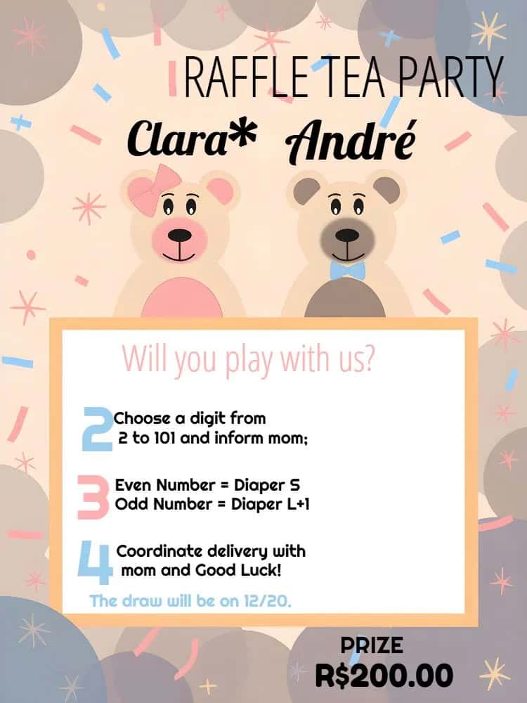 Party Invite Raffles Teddy Bear Balloon Raffle Tea Party - Fun Digital Invitation | Convitede