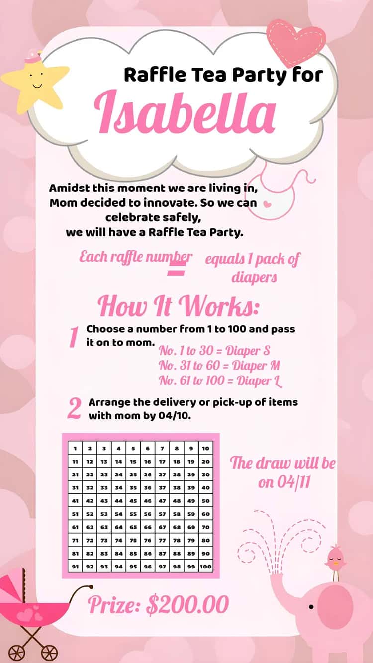 Princess Teddy Bear Diaper Tea Party Invitation - Raffle Tea Party ...