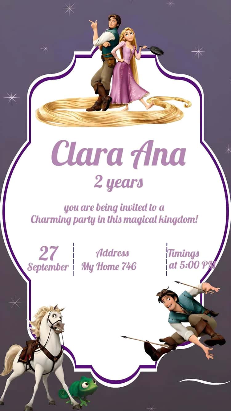 Digital Invitation Tangled Rapunzel - Children's Birthday | Convitede