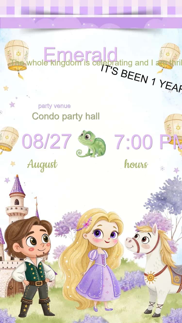 Digital Invitation Tangled Rapunzel - Children's Birthday | Convitede