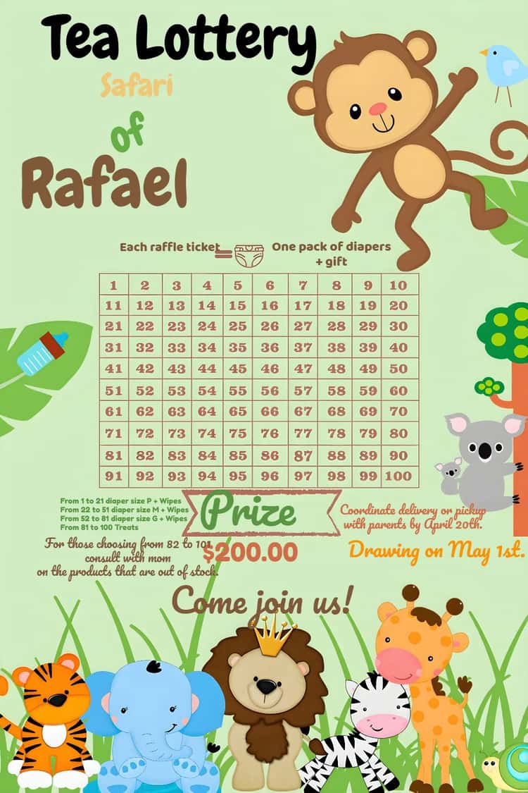 Safari Diaper Raffle Tea Card - Diaper Tea Party | Convitede