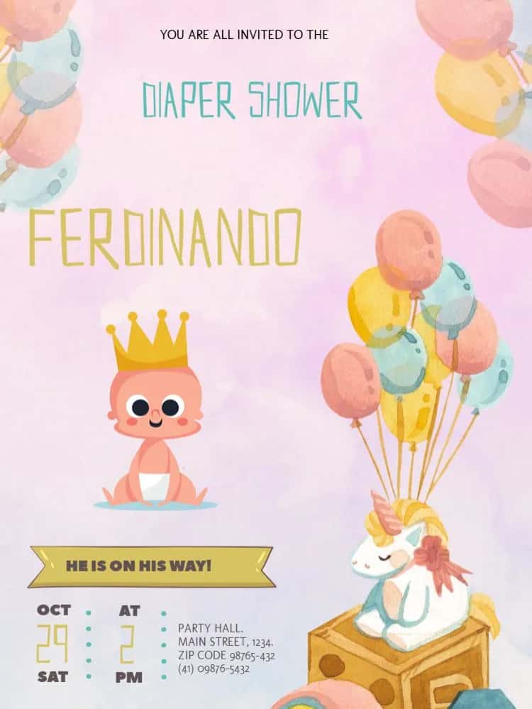 Green Prince Diaper Tea Card - Digital Invitations | Convitede