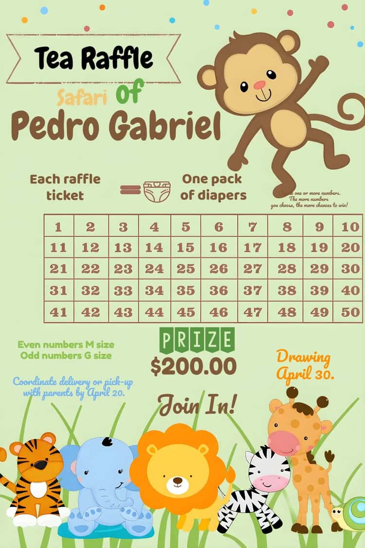 Safari Diaper Raffle Tea Card - Diaper Tea Party | Convitede