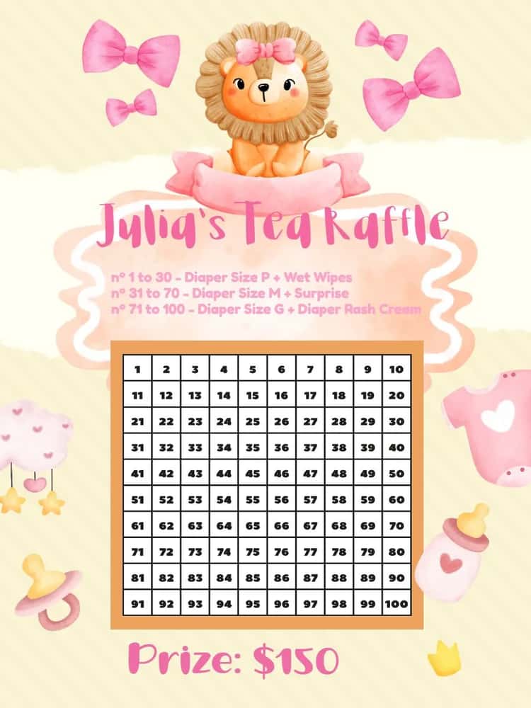 Digital Baby Shower - Raffle Tea for Girls | Convitede