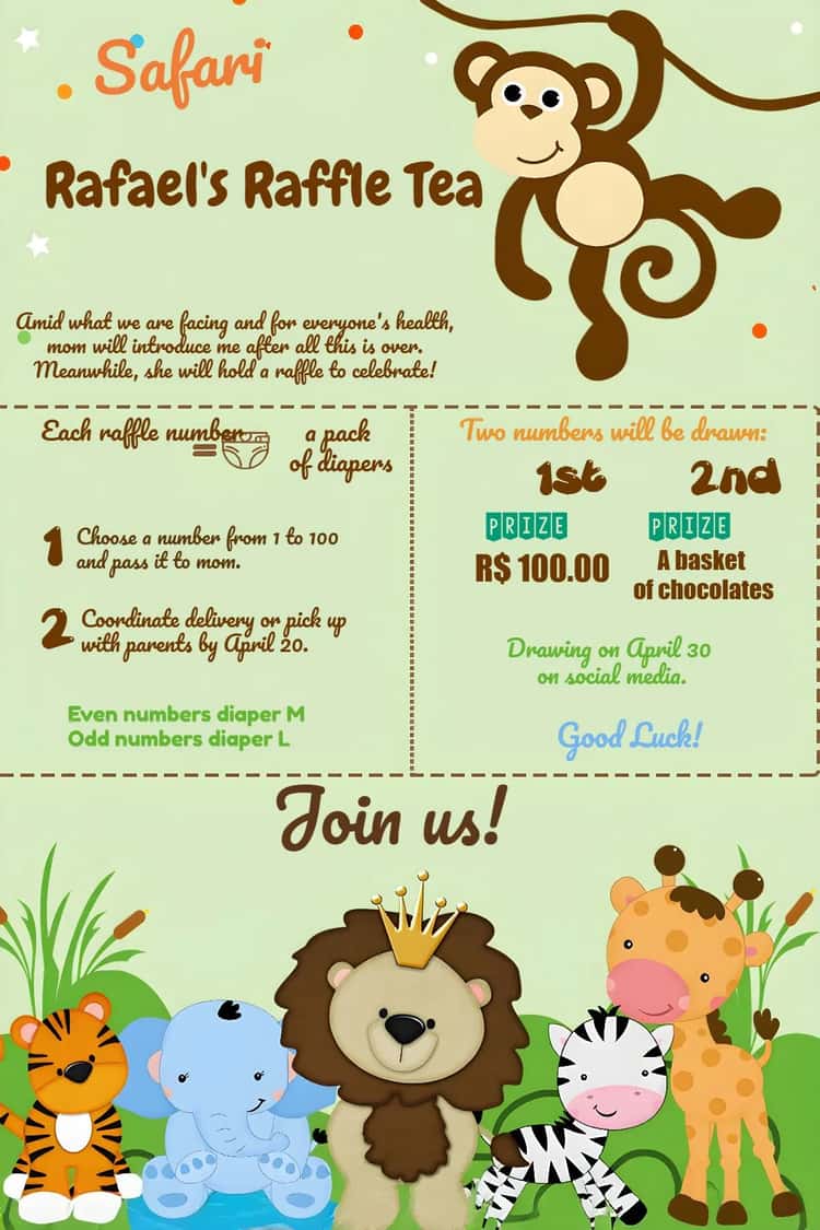 Safari Diaper Raffle Tea Card - Diaper Tea Party | Convitede