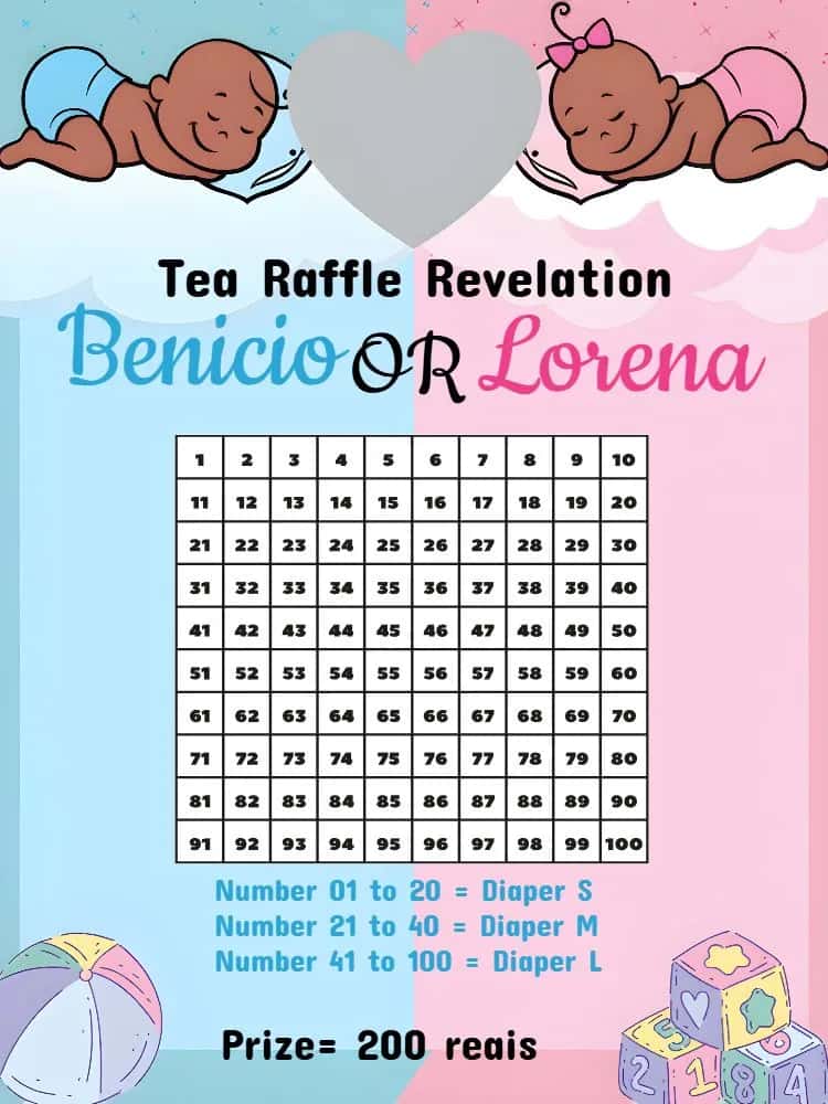 Tea Raffle Babies Gender Reveal - Charming Digital Invitation | Convitede