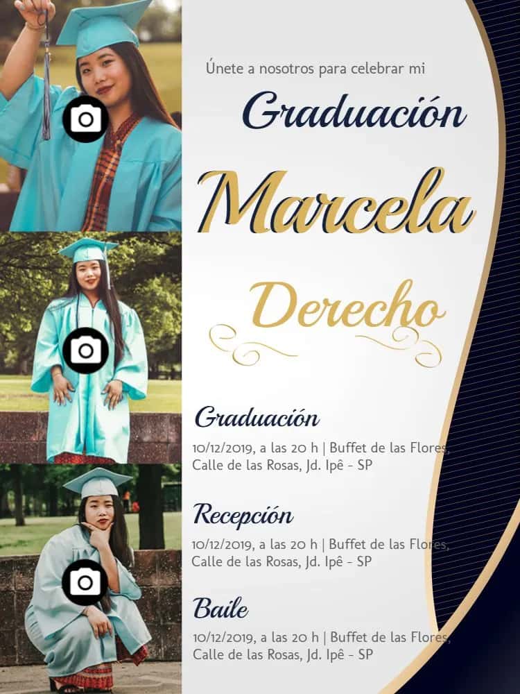 Graduación Con Fotos Globo - Invitación Digital Elegante | Convitede