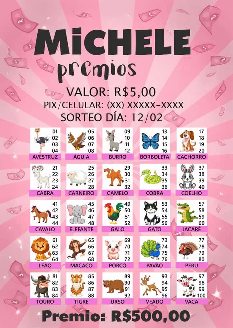 Subuj Rifa Rifa De Bicho Premiações Bixo - Cartelas Divertidas | Convitede