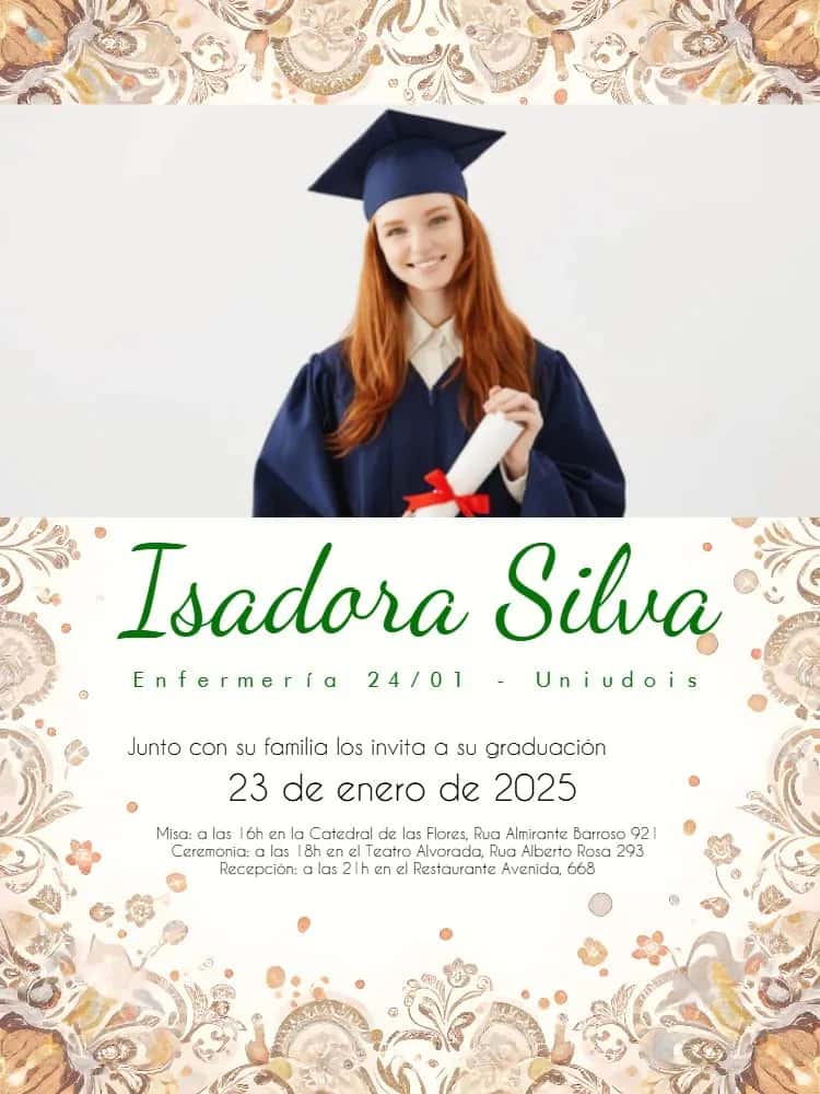 Graduación Con Foto Birrete - Invitación Digital Elegante | Convitede