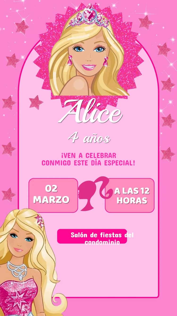 Invitación Digital Barbie para Fiesta Temática en la Piscina | Convitede