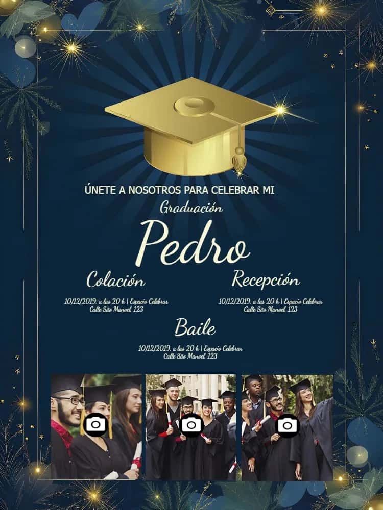 Invitación Digital Graduación con Fotos Tercero | Convitede
